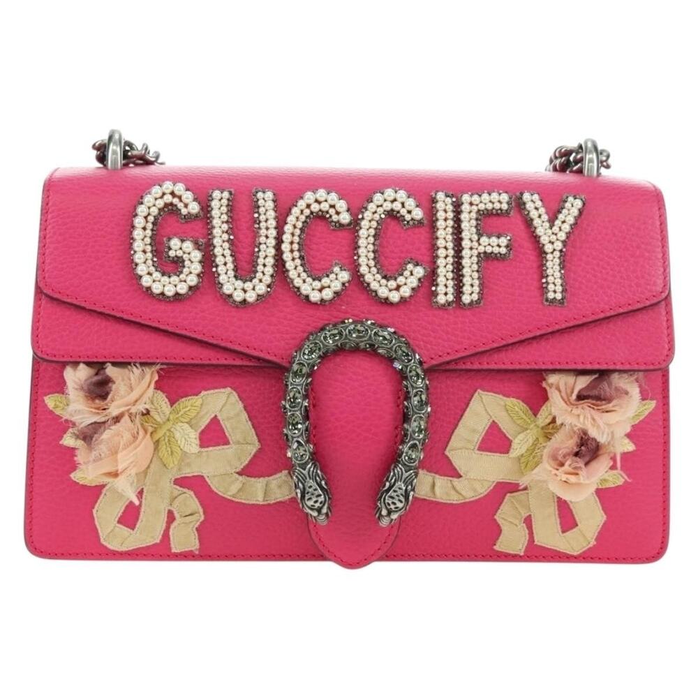 Gucci Leather Chain Dionysus Small Shoulder Bag Pink